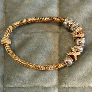 Gold Mesh Bracelet with Pave Accent Beads